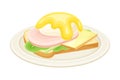 Sandwich with ham, cheese and egg. Tasty food dish for breakfast vector illustration Royalty Free Stock Photo