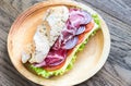 Sandwich with ham, cheese and fresh vegetables Royalty Free Stock Photo