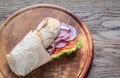 Sandwich with ham, cheese and fresh vegetables Royalty Free Stock Photo