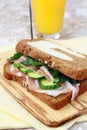 Sandwich with ham and pickles Royalty Free Stock Photo