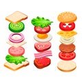 Sandwich and Hamburger Ingredients Set Royalty Free Stock Photo