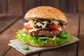 Sandwich hamburger with juicy burgers, cheese Royalty Free Stock Photo