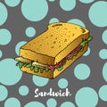 Sandwich hand drawing sketch. Great for restaurant menu or banner Royalty Free Stock Photo