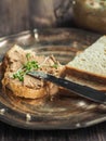 Sandwich with homemade chicken liver pate