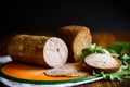 A sandwich with homemade sausage and rye bread Royalty Free Stock Photo