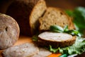 A sandwich with homemade sausage and rye bread Royalty Free Stock Photo