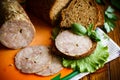 A sandwich with homemade sausage and rye bread Royalty Free Stock Photo