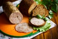 A sandwich with homemade sausage and rye bread Royalty Free Stock Photo