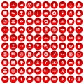 100 sandwich icons set red