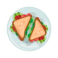 Sandwich illustration in color cartoon style. Editable vector graphic design. Royalty Free Stock Photo