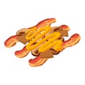 Sandwich ingredient icon isometric vector. Fried bacon champignon slice mustard