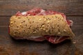 Sandwich with italian salami named coppa Royalty Free Stock Photo