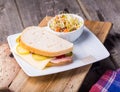 Sandwich and lentil salad Royalty Free Stock Photo