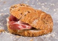 Sandwich made with croissant cheese and Parma ham Royalty Free Stock Photo
