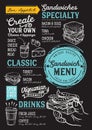 Sandwich menu restaurant, food template. Royalty Free Stock Photo