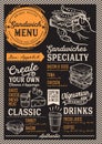 Sandwich menu restaurant, food template. Royalty Free Stock Photo