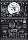 Sandwich menu restaurant, food template. Royalty Free Stock Photo