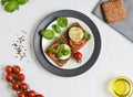 Sandwich with mozzarella cheese and red tomatoes Royalty Free Stock Photo