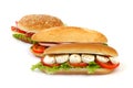 Sandwich with mozzarella tomato and salad