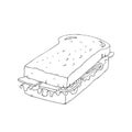 Sandwich outline drawing. Great for restaurant menu or banner Royalty Free Stock Photo