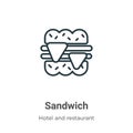 Sandwich outline vector icon. Thin line black sandwich icon, flat vector simple element illustration from editable hotel and Royalty Free Stock Photo