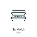 Sandwich outline vector icon. Thin line black sandwich icon, flat vector simple element illustration from editable restaurant Royalty Free Stock Photo