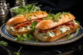 sandwich with pear, prosciutto, arugula and blue cheese