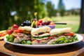 sandwich platter at outdoor picnic