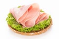 Sandwich with pork ham on white background Royalty Free Stock Photo