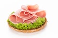 Sandwich with pork ham on white background Royalty Free Stock Photo