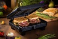 a sandwich press or panini maker with a sandwich inside