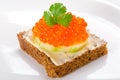 Sandwich with red caviar Royalty Free Stock Photo