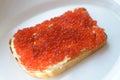 Sandwich with red caviar. Royalty Free Stock Photo