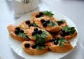 Sandwich with salmon and olives Royalty Free Stock Photo