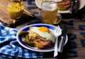 Sandwich with sauerkraut , ham and fried eggs Royalty Free Stock Photo