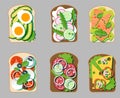 Sandwich set healthy fast food flat vector