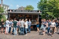 Sandwich shop Dutch city Utrecht with customers buying a sandwich