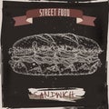 Sandwich sketch on black grunge background.