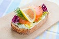 Sandwich with smoked salmon Royalty Free Stock Photo