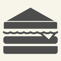 Sandwich solid icon. Bread vector illustration isolated on white. Hamburger glyph style design, designed for web and app