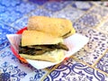 Sandwich with spleen is a famous food specialty in Sicily, Italy