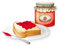 A sandwich with a stawberry jam Royalty Free Stock Photo