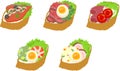 The various icons of sandwich Royalty Free Stock Photo