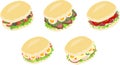 The various icons of sandwich Royalty Free Stock Photo