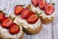 Sandwich of strawberry and cottage cheese , close up Royalty Free Stock Photo
