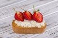 Sandwich of strawberry and cottage cheese, close up Royalty Free Stock Photo