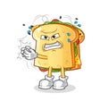 sandwich swat fly character. cartoon mascot vector