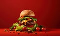 Bread meal burger tomato beef food cheeseburger background sandwich meat hamburger