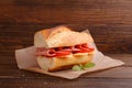 Sandwich with tomato, sausage and cheese Royalty Free Stock Photo