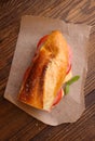 Sandwich with tomato, sausage and cheese Royalty Free Stock Photo